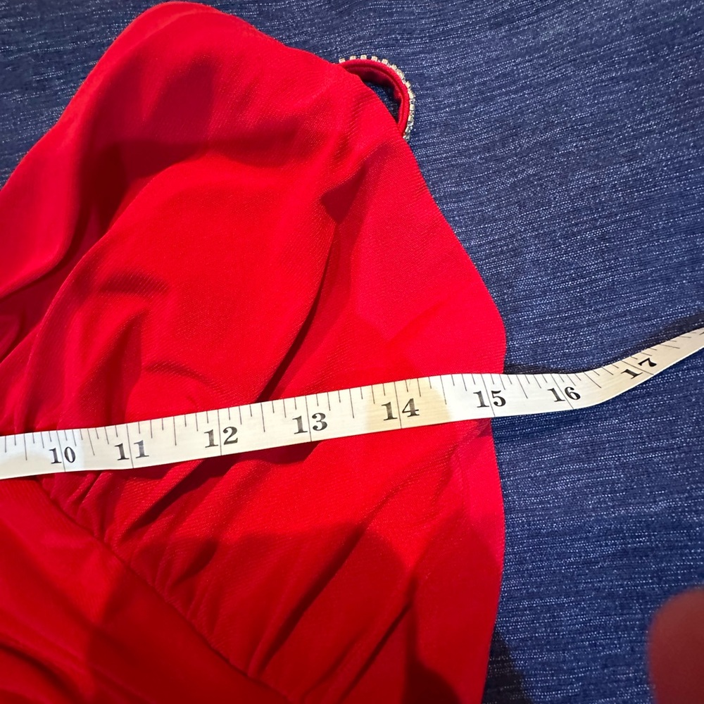 Mac Duggal 26695 Crystal Strap Ruched Jersey Gown in Red Size 2 - Picture 10 of 11